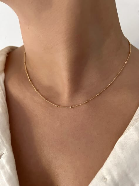 Listing is for one strand 14k gold filled chain necklace 16 inches Gold Necklace Chain Women, Simple Chain Design, Simple Gold Chains For Women, Shein Jewellery, Simple Chains Gold, Pretty Jewellery Necklace, Simple Gold Chain Designs For Women, Simple Chain Designs Gold, Fancy Gold Chain For Women