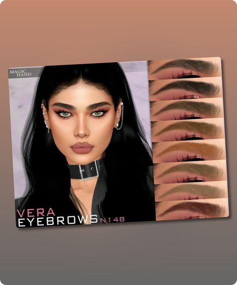 Sims 4 Vera Eyebrows N148 Thick eyebrows in 13 colors – HQ Compatible. Preview – CAS thumbnail Pictures taken with HQ mod. Model + CC list can be found on my Patreon. Enjoy! Filesize: 555 KB Recoloring Allowed: Yes Author: MagicHand #sims #sims4cc #hq_mod #eyebrows #facial_hair #gaming Ts4 Cc Eyebrows, Cc Eyebrows, Big Eyebrows, Sims 4 Cc Download, Model Nails, Thick Eyebrows, Natural Eyebrows, Best Sims, Hair Food