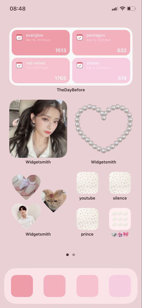 Thedaybefore Widget Kpop, Thedaybefore Widget, Widget Layout Ideas, Lockscreen Layout, Pentagon Yeo One, Widget Layout, Coquette Flowers, Pink Shoes Heels, Pastel Coquette