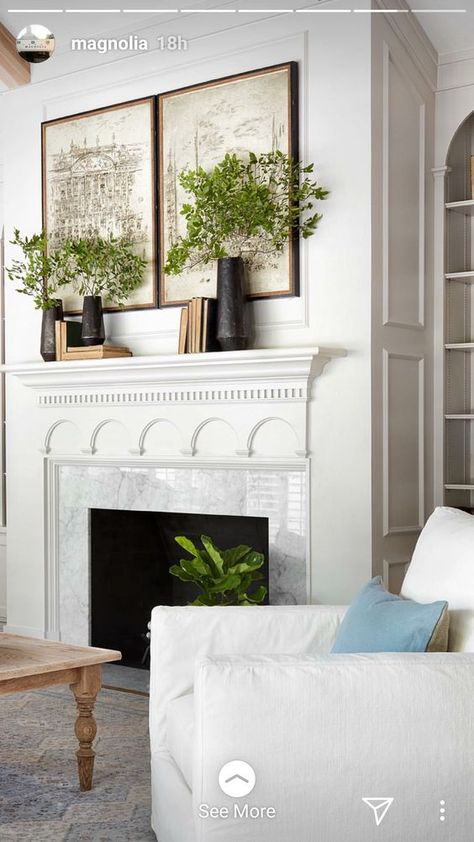 Styling A Mantle Under A Tv, Mantle Place Decor, Fireplace Mantle Artwork, Over Mantle Decorating Ideas Modern, Office Mantle Decor, Mantle With Large Picture, Unique Mantle Decor, Wide Mantle Decor, Classic Fireplace Mantle