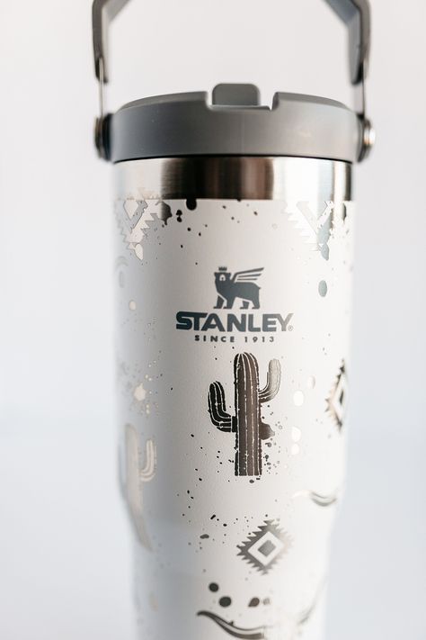 REAL Stanley 30oz iceflow flip straw tumbler!  Chose the color you want below & the South western Aztec design will be engraved onto the Stanley.  If you would like a name added to your tumbler, please check my other listing for the same design/cup with the personalization option. All Stanley tumblers are brand new! All cups have to be washed after engraving, I hand wash  & dry them to remove all the powder coating residue after the engrave.  Because of this, all paper wraps & tags are removed from the cups. All cups are made to order (unless otherwise noted as ready to ship).  Each cup takes approximately 45 minutes to engrave on the laser, only one can be done at a time.  Please know these cups take time, and I do my best to get as many cups done as possible a day.  Current wait time is Stanley 30oz Tumbler, Stanley 30oz, Stanley Products, Fancy Cup, Trendy Water Bottles, Design Cup, Cowgirl Accessories, Western Aztec, Straw Tumbler