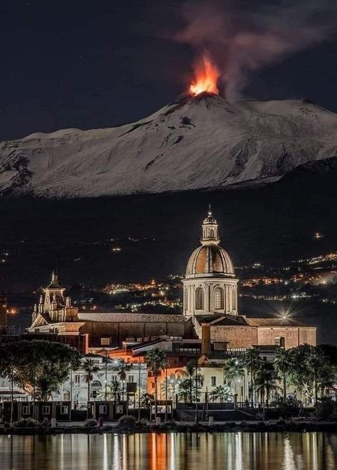 I ❤️ SICILY | Best Places and Travel Tips | Mount Etna shown from the port of Riposto in Catania, Sicily | Facebook Have A Wonderful Evening, Catania Sicily, Italy Vibes, Mount Etna, Sicily Italy, Catania, Nature Images, European Travel, Sicily