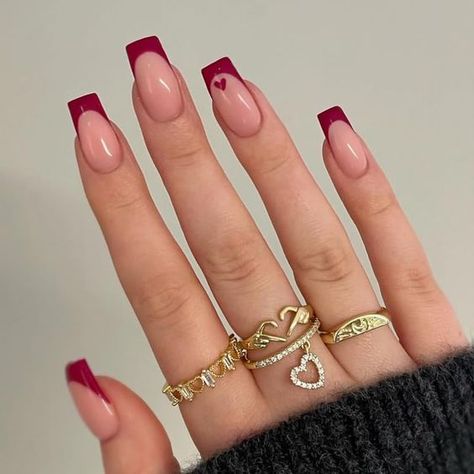 Rate This valentines day nails ideas From ⭐1~10. SAVE & FOLLOW i will update everyweek. French Tip Nails Medium, Nails Press Ons, Nails French Tip, Nails Kit, Heart Nail Designs, Tip Nails, Nails French, Press Ons, Stick On Nails