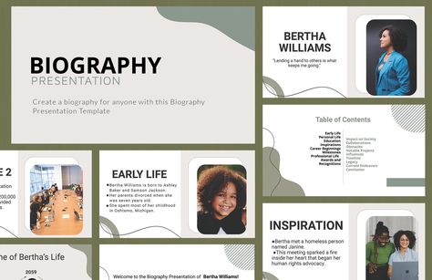 Biography Presentation Template Biography Presentation, Marketing Communications Plan, Resume Generator, Biography Template, Life Timeline, Financial Statement Analysis, Integrated Marketing Communications, Pitch Presentation, Advertising Techniques