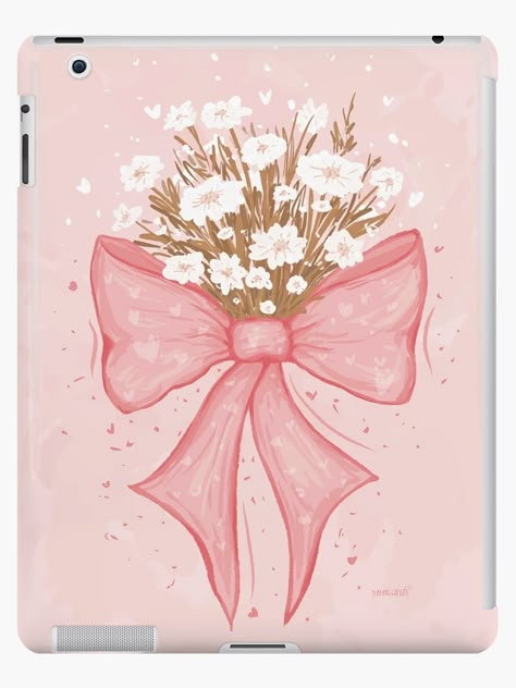 "Passtel Pink Coquette Bow with Flowers" iPad Case & Skin for Sale by rnmarts | Redbubble Bow With Flowers, Aesthetic Doodles, Outfit Ideas Emo, Art Mini Toile, Cute Easy Paintings, Small Canvas Paintings, Flower Painting Canvas, Pink Painting, Mirror Painting