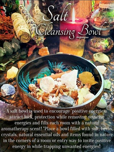 Sunday Magick, Salt Cleanse, Salt Bowl, Candle Magick, Natural Aromatherapy, Magical Herbs, Magick Book, Removing Negative Energy, Herbal Magic