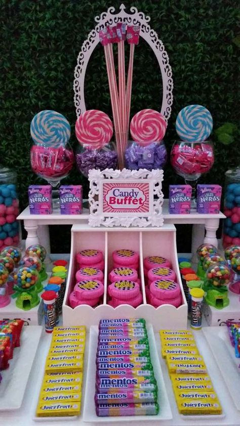 Birthday Candy Table, Candyland Party Theme, Quinceañera Party Ideas, Candy Theme Birthday Party, Candy Themed Party, Candy Land Birthday Party, Candy Birthday Party, Candyland Birthday, Candy Land Christmas Tree