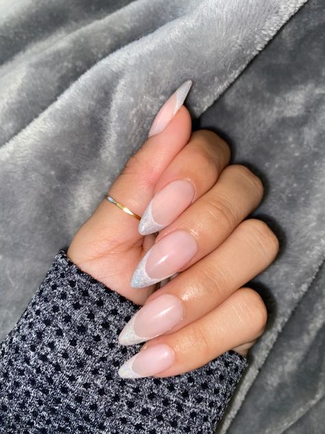 Pearlescent French Tip Nails, Shimmer French Tip Nails, Shimmer French Tip, Pearlescent Nails, Tip Nails, French Tip Nails, Nail Tips, Nail Inspo, Acrylic Nails