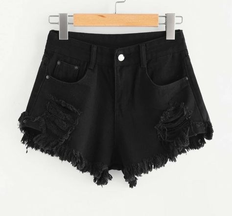 Punk Shorts, Ripped Leggings, Ripped Denim Shorts, Destroyed Denim, Black High Waist, Shorts Women, All Black Outfit, Distressed Shorts, Distressed Denim Shorts