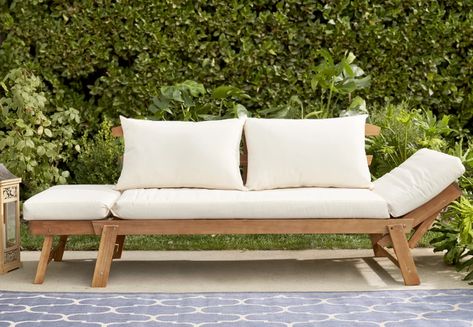 Outdoor Daybeds Sale - Up to 65% Off Through 4/30 | Wayfair Outdoor Day Beds Patio, Chaise Lounge Outdoor Patio, Patio Daybed Ideas, Balcony Daybed, Outdoor Daybed Ideas, Wayfair Patio Furniture, Outdoor Patio Daybed, Patio Lounge Furniture, Small Patio Furniture