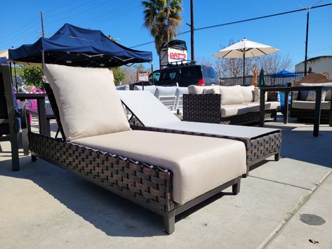 Nevis Collection 1- cushion chaise lounge 1- sling chaise lounge Outdoor Wicker, Furniture Outdoor, Outdoor Patio Furniture, Sun Lounger, Outdoor Patio, Chaise Lounge, Patio Furniture, Door Decorations, Lounge