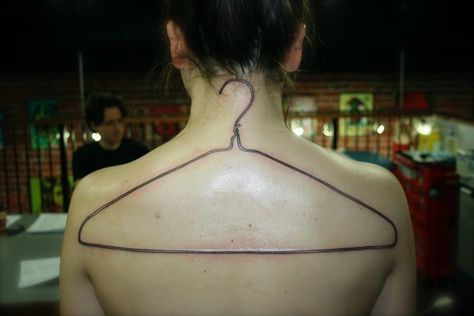 Coat hanger - Tattoo Coat Hanger Tattoo, Hanger Tattoo, Mom Tattoo Ideas, Mom Tattoo, Medusa Tattoo, Tattoo Meaning, Wire Hangers, Mom Tattoos, Coat Hanger