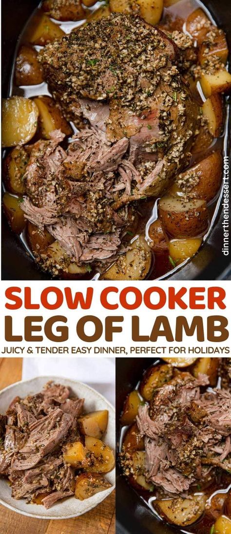 Boneless Lamb Leg Recipe Crockpot, Leg Of Lamb Stew, Crockpot Lamb Shoulder, Crockpot Lamb Leg, Crock Pot Leg Of Lamb, Lamb Leg Crockpot Recipes, Lamb Leg Recipes Slow Cooker, Crockpot Lamb Roast, Lamb In Crockpot