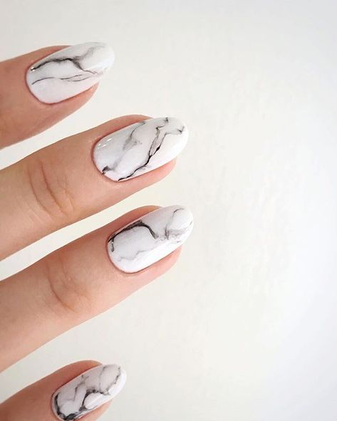 Black Marble Nails, Black And White Nail, Black And White Nail Designs, Black And White Nail Art, Black White Nails, Michelle Lee, Marble Nail Designs, Marble Nail Art, Simple Gel Nails