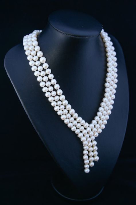 Chunky Pearl bridal necklace, wedding necklace, freshwater pearl, multistrand pearl necklace #Beads #Necklace #TripleStrand #Pearls #Round #White Bollywood Style Beaded Pearl Necklace For Wedding, Elegant Large Beaded Pearl White Necklace, Elegant Multi-strand Pearl Beaded Necklaces, Beaded Multi-strand Pearl Necklace For Wedding, Wedding Multi-strand Beaded Necklace With Pearl Drop, Pearl Necklace Beads, Pearl Necklace Bridal, Gold Pearl Jewelry, Bridal Pearl Necklace