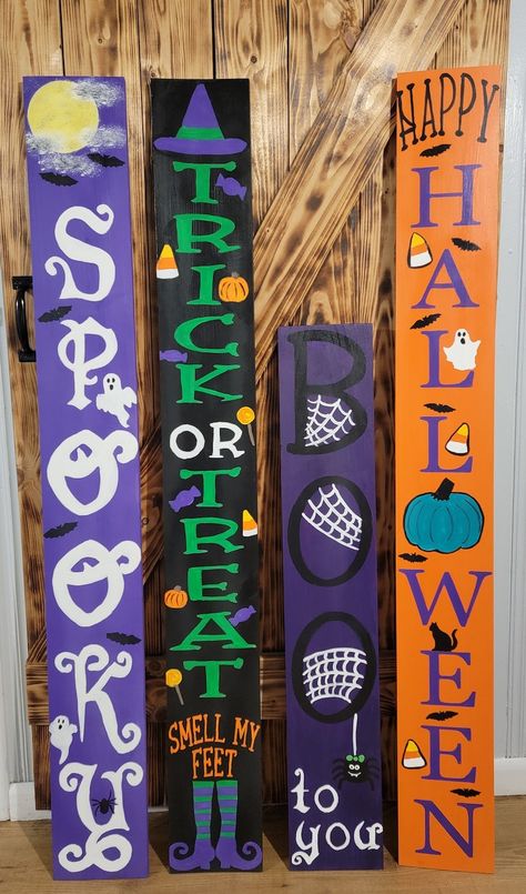 Halloween Porch Signs - Etsy Sellable Crafts, Making Barn Doors, Cricut Projects Easy, Halloween Porch Sign, Boo Sign, Halloween Outdoor, Halloween Porch, Porch Sign, Outdoor Decorations