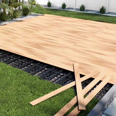 InstaDeck™ Outdoor Flooring System - Barrette Outdoor Living Ground Level Deck, Easy Deck, Composite Decking Boards, New Deck, Deck Boards, Composite Decking, Outdoor Flooring, How To Level Ground, Accent Decor