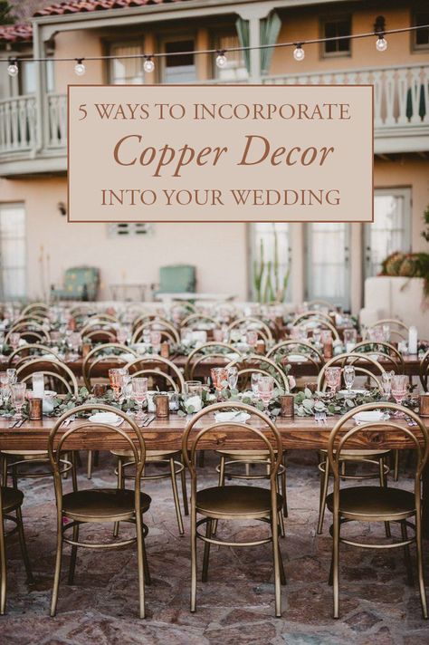 Copper decor is our latest trend obsession, and it's easy to see why with these 5 gorgeous ways to incorporate it into your wedding! Copper Wedding Decor, Wedding Copper, Unique Wedding Centerpieces, Beautiful Wedding Centerpiece, Expensive Flowers, Elegant Wedding Centerpiece, Eclectic Cottage, Simple Wedding Flowers, Wedding Image