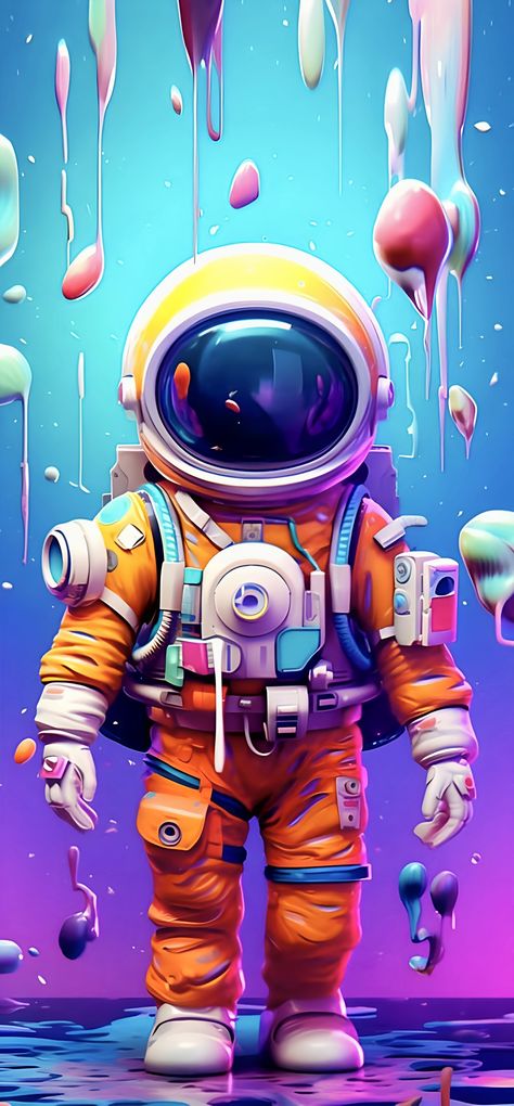 cosmonaut, paints, bright, colorful, ai, art (1464x3152) by Ashiya Astronaut Animation, Orange Astronaut, Animation Pic, Batman Book, Astronaut Cartoon, Art Spatial, Cartoon Astronaut, Astronaut Wallpaper, Logo Design Video