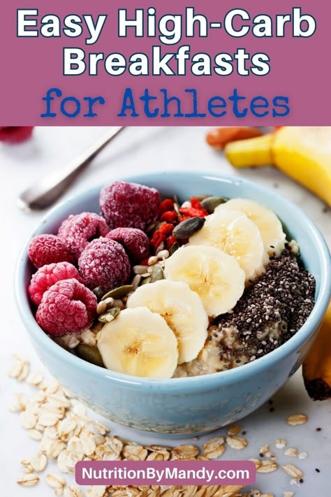 Easy High-Carb Breakfasts for Athletes Breakfast Ideas To Grow Glutes, High Carb Breakfast Ideas, Game Day Breakfast For Athletes, Healthy Meals For Athletes, Breakfast Ideas For Athletes, Meals For Athletes, Athlete Recipes, Athlete Breakfast, High Energy Foods