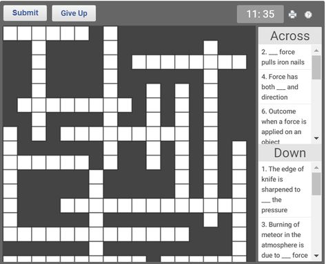 Class 8 Science online crossword puzzle on "Force and pressure" Taxonomy Biology, Brain Games For Kids, Force And Pressure, Brain Teasers For Kids, Modern Kids Bedroom, Jigsaw Puzzles For Kids, Reasoning Skills, Learn Facts, Class 8