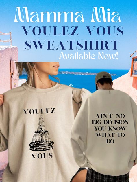 Do you love Mamma Mia inspired apparel? We now have the perfect addition to your collection! The Mamma Mia Voulez Vous Sweatshirt from my Etsy shop will be your favorite comfortable crewneck! Mamma Mia Voulez Vous, Etsy Australia, Etsy Shop, Australia, Crew Neck, Sweatshirts