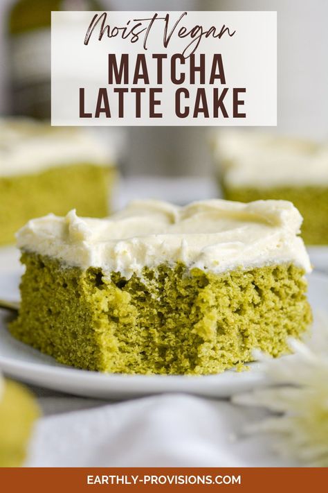 This Vegan Matcha Cake is moist and tender and full of matcha flavor! Its topped with a simple and delicious fluffy vegan vanilla frosting for a cake that tastes like a matcha latte. Lemon Matcha Cake, Matcha Cake Vegan, Gluten Free Matcha Cake, Matcha Layer Cake, Vegan Matcha Cake, Easy Matcha Desserts, Vegan Matcha Cake Recipe, Matcha Cake Recipe, Vegan Vanilla Frosting