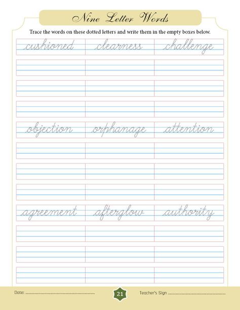 Words In Cursive, Cursive Writing Book, Six Letter Words, Writing Worksheets Kindergarten, Cursive Writing Practice Sheets, Reading Foundational Skills, Cursive Worksheets, Name Writing Practice, Cursive Handwriting Worksheets