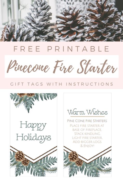 Easy DIY Pinecone Fire Starters - The Birch Cottage How To Make Pinecone Fire Starters, Free Printable Tags Templates, Homemade Fire Starters, Pinecone Fire Starters, Fire Starters Diy, Homemade Tags, Pinecone Crafts Christmas, Printable Tags Template, Diy Crayons