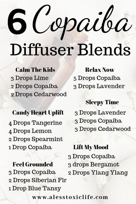 Copaiba Essential Oil, Doterra Essential Oils Recipes, Essential Oil Diffuser Blends Recipes, Young Living Essential Oils Recipes, Essential Oils Guide, Essential Oil Diffuser Recipes, Yl Essential Oils, Essential Oil Mixes, Essential Oil Blends Recipes