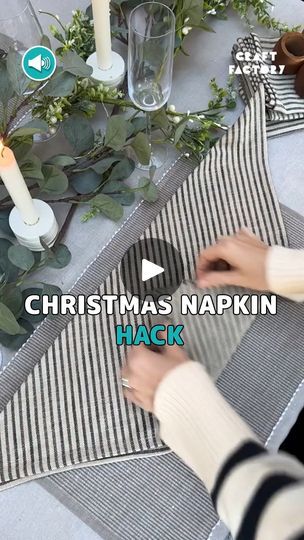 799K views · 1.6K reactions | Christmas Napkin Hack | Prepare for Christmas dinner with this decor! 😍 | By Craft Factory | Facebook Folding Napkins For Christmas, How To Fold Dinner Napkins, Christmas Napkin Ideas, Cloth Napkin Folding Ideas, Napkin Folding Christmas, Napkins Folding Ideas, Christmas Porch Decorations, Christmas Napkin Folding, Tablescapes Party