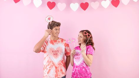 Picture of Valentine Conversation Hearts Tie Dye Shirts Wilted Bouquet, Valentine Conversation Hearts, Tulip Tie Dye, Tulip Colors, Tie Dye Kit, Tie Dye Crafts, Heart Projects, Fabric Dyeing, Conversation Heart