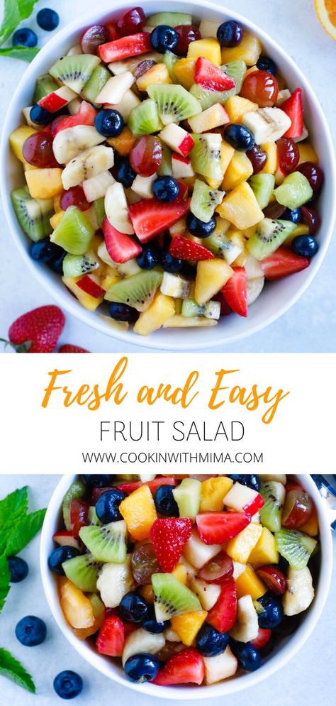 Easter Fruit Salad, Banana Fruit Salad, Orange Fruit Salad, Easter Salad Recipes, Apples And Grapes, Banana Salad, Easy Fruit Salad, Summer Fruit Salad, Easy Fruit Salad Recipes