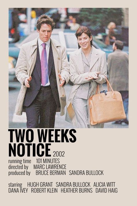 two weeks notice poster movie
sandra bullock , hugh grant
A lawyer decides that she's used too much like a nanny by her boss, so she walks out on him. Two Weeks Notice Movie Poster, Rom Com Polaroid Poster, Two Weeks Notice Movie, Films Wallpaper, Show Polaroid Poster, Sandra Bullock Movies, 2 Weeks Notice, Linen Board, Romance Movie Poster