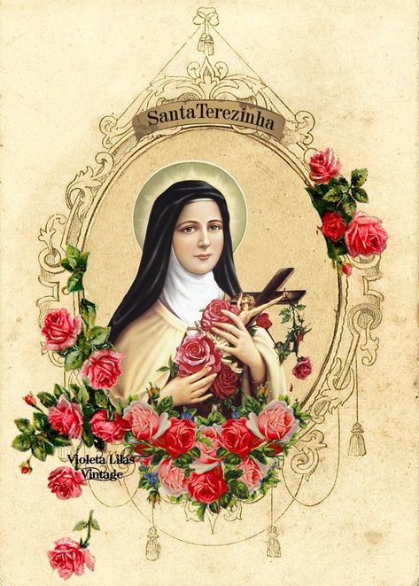 Um blog vintage, template para blog, grátis, imagens para imprimir, scrapbook, decoupagem. Tudo vintage. Personalizamos seu blog para você. Flower Journal, Vintage Holy Cards, Saint Teresa, St Therese Of Lisieux, Thérèse Of Lisieux, Catholic Images, St Therese, Blessed Mother Mary, Child Jesus