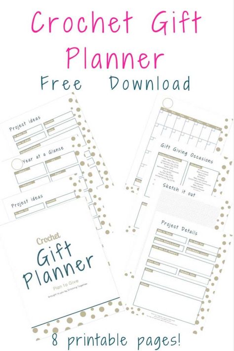 What an amazing Crochet Gift Planner Printable. Can you believe it is a fee download? Now I can finally plan ahead for gift making and not be stressed last minute. There is even a guide for quick gift ideas! #planner #crochetgifts #planning Crochet Journal Printable Free, Crochet Bujo, Crochet Organization, Quick Gift Ideas, Crochet Planner, Crochet Journal, Project Planner Printable, Organizational Printables, Craft Journal