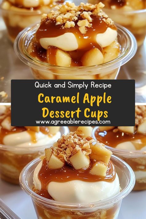 These No-Bake Caramel Apple Dessert Cups are the ultimate fall indulgence! Featuring a buttery vanilla wafer crust, cinnamon apples, and rich salted caramel mousse, they’re easy, portable, and oven-free! Caramel Apple Cups, Salted Caramel Mousse, Graham Cracker Cups, Caramel Apple Treats, Caramel Apple Dessert, Baked Caramel Apples, Caramel Apple Desserts, Apple Treats, Vanilla Wafer Crust