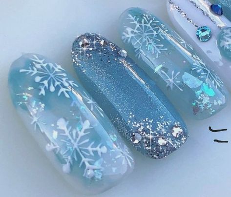 Olaf Nails, Acrilyc Nails, Frozen Nails, Xmas Nail Art, Milky Nails, Wow Nails, Christmas Gel Nails, Pretty Gel Nails, Snowflake Nails