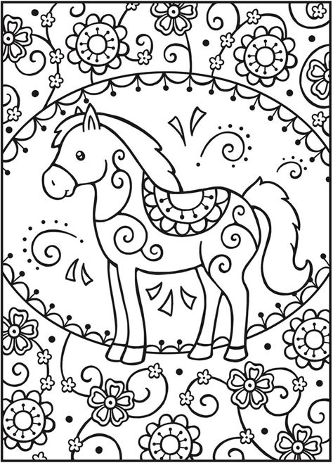 Hur Man Ritar Blommor, Horse Coloring Books, Kindergarten Coloring Pages, Printable Downloads, Printables Free Kids, Dover Publications, Colouring Printables, Paper Animals, Cartoon Coloring Pages