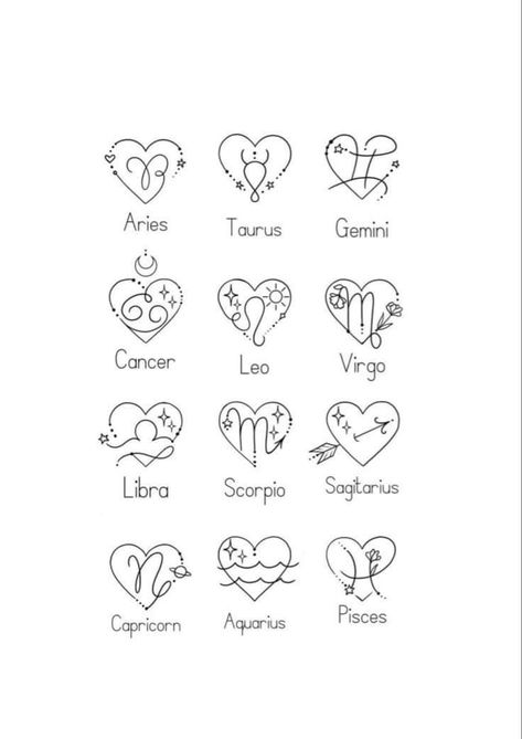 Birth Sign Tattoos, Couples Zodiac Tattoos, Love Symbol Tattoos, Cute Simple Tattoos, Horoscope Tattoos, Tato Henna, Virgo Tattoo, Planet Tattoos, Small Pretty Tattoos