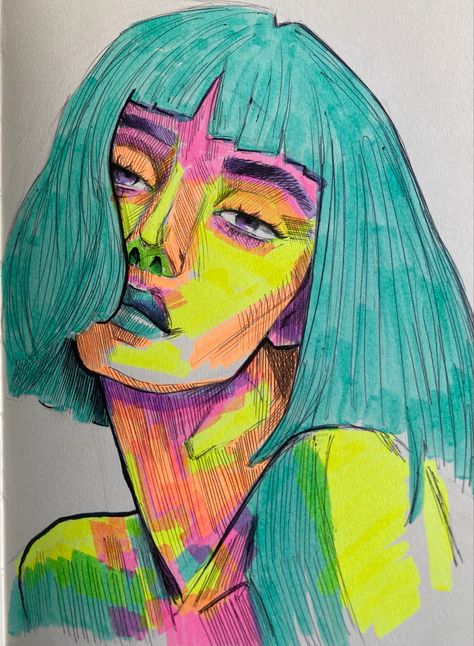 Highlighter Marker, Drawing Love, Highlighters Markers, Marker Art, Highlighter, Markers, Sketch, Drawings, Beauty