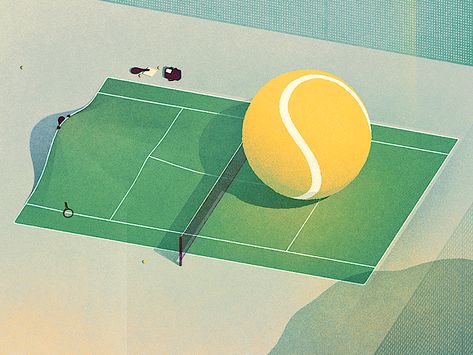 The meaning of courage. by Karolis Strautniekas Karolis Strautniekas, Tennis Court, Tennis, Illustrations, Yellow