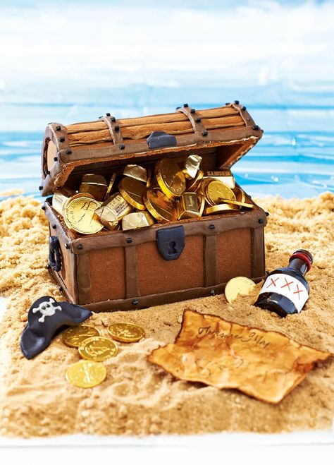 Treasure Chest Cake, Money Rain, Brown Food Coloring, Sea Murals, Black Food Coloring, Leftover Dough, Theme Preschool, Emoji Iphone, Pirate Treasure