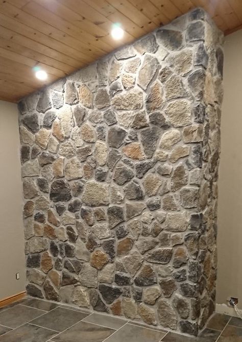 Inside Stone Wall Ideas, Stone Veneer Wall Interiors, Indoor Stone Wall Living Room, Decorative Stone Wall Interior Design, Stone Walls Exterior, Stone Wall Exterior House, Natural Stone Wall Interior, Over Grouted Stone Fireplace, Stone Veneer Interior Wall