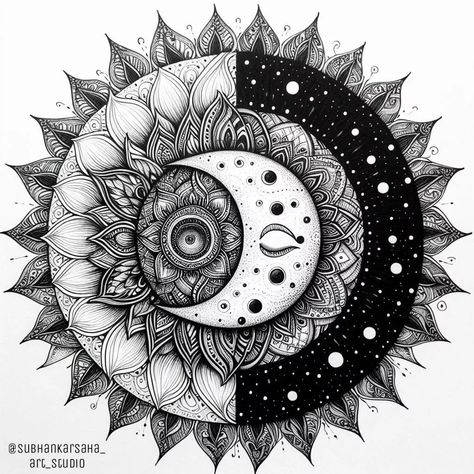 Sun and Moon Mandala. The original piece. Digital Art. Like, Save, Share and Comment. #artworld #digitalart #draweveryday #sketchoftheday #artwork #artgallery #sketch #drawingoftheday #sunandmoonart #mandala #mandaladrawing #sunandmoonmandala Sun And Moon Sketch, Sun And Moon Coloring, Moon Sketch, Sun And Moon Mandala, Sun Mandala, Moon Mandala, Mandala Drawing, Sun And Moon, Mandala Art