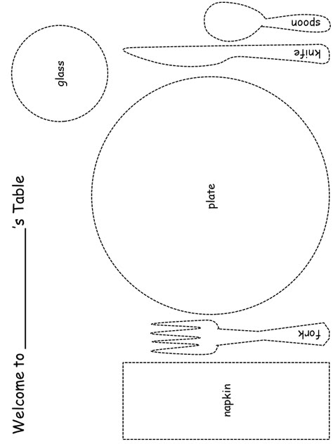 DLTK's Template Printing Table Etiquette For Kids, Kids Table Manners, Manners Activities, Manners For Kids, Fall Preschool Activities, Placemats Kids, Montessori Toddler Activities, Table Manners, Life Skills Special Education