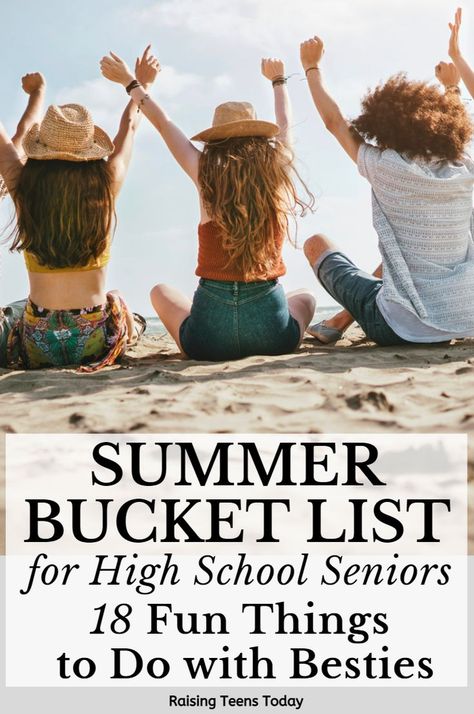 The summer before high school seniors venture off for their next chapter – whether it’s college, the start of a new career, military service, or some other new adventure – is truly a bittersweet time. With all their friends soon scattering in different directions, this is their time to have fun and make tons of amazing memories! Here's a summer bucket list for high school seniors along with 18 fun things to do with their besties! #teenagers #highschoolseniors #parenting #parents #college Senior Bucket List, College Bucket List, Before College, Teen Summer, Summer Bucket List, Movie Marathon, Summer Memories, Summer Bucket Lists, Summer Bucket