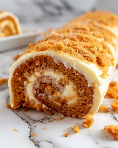 I'm embarrassed by how much I love this dish, but it's too good not to share Carrot Roll, Carrot Cake Roll Recipe, Carrot Cake Roll, Cooktop Cove, Best Chicken Wing Recipe, Roll Cakes, Cake Roll Recipes, Southern Desserts, Cake Rolls