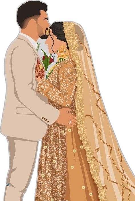 faceless Islamic couple Wedding Couple Art, Groom Cartoon, Indian Invitation, Couple Illustration Wedding, Wedding Illustration Card, Bride And Groom Cartoon, Islamic Design Pattern, Indian Invitation Cards, Indian Invitations