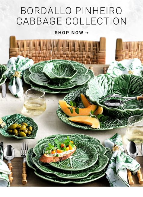 Shop Bordallo Pinheiro Cabbage Collection Cabbage Ware, Silver Ware, Bordallo Pinheiro, Kids Pottery, Cabbage Leaves, Elegant Table Settings, Vintage Tableware, Spring Table, Bar Glassware